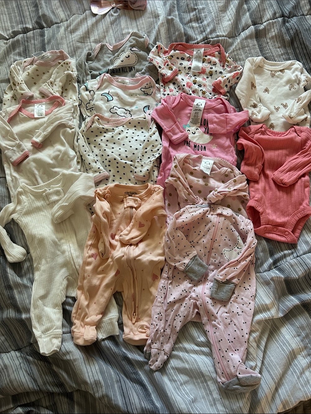 Assorted Pink & Cream Baby One-Piece Bundle - Multiple Styles